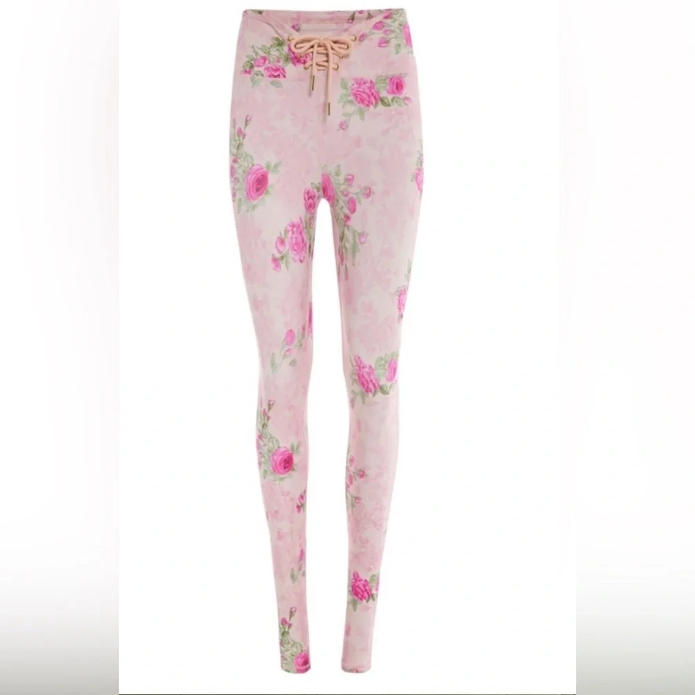 LoveShackFancy Postiana Lace Up Legging in Pink Ivy NWT Size S